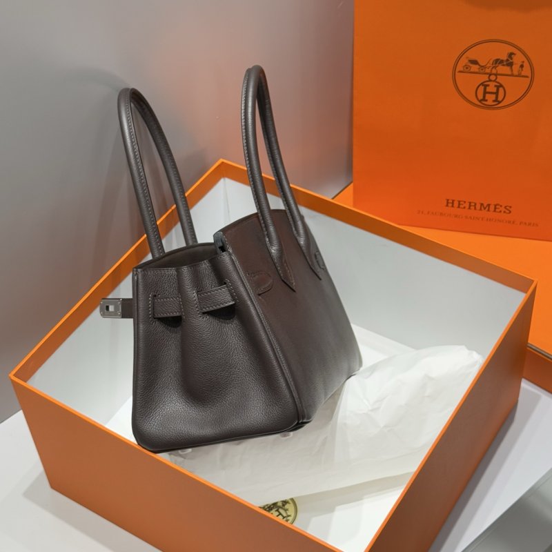 Сумка кожаная Shoulder Birkin Silver 29 см фото 3