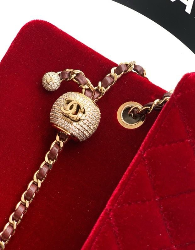 Сумка червона оксамитова Chanel 25B Velvet 20 см фото 2