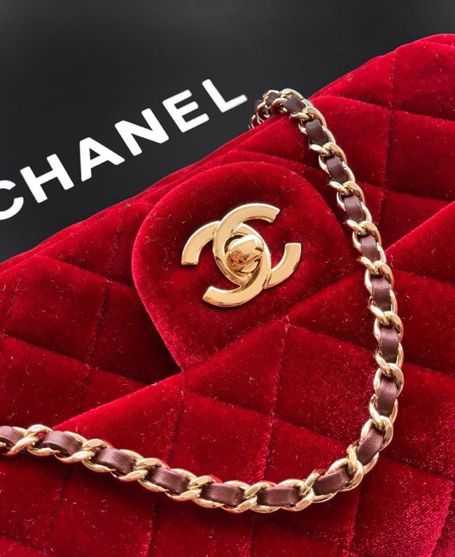 Сумка червона оксамитова Chanel 25B Velvet 20 см фото 5