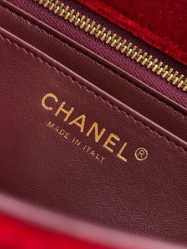 Сумка червона оксамитова Chanel 25B Velvet 20 см фото 9