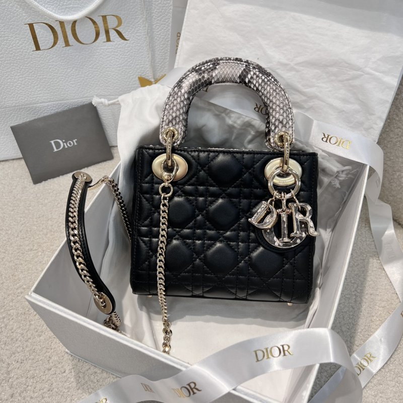 A bag Lady Dior 17 cm from handle of snakeskin skin