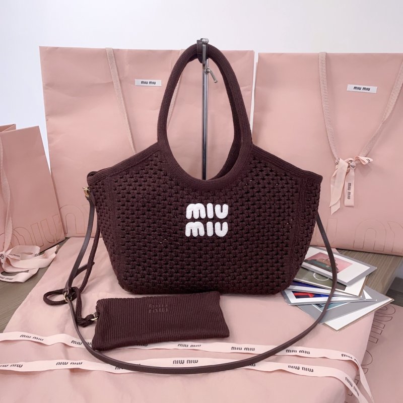 Сумка Miu Miu 26 см плетёная тоут с клатчем
