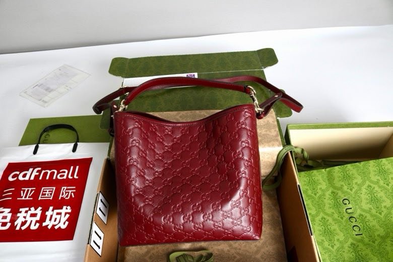 Сумка ведро GG Emblem кожаная 25 см