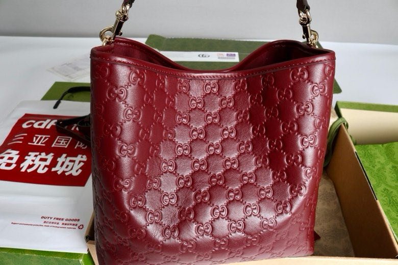 Сумка ведро GG Emblem кожаная 25 см фото 3