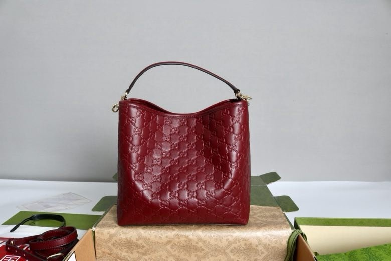 Сумка ведро GG Emblem кожаная 25 см фото 6