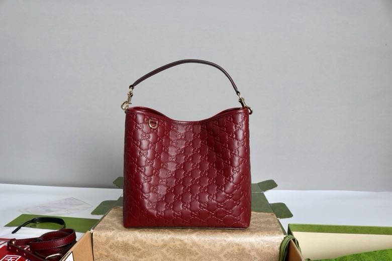 Сумка ведро GG Emblem кожаная 25 см фото 9