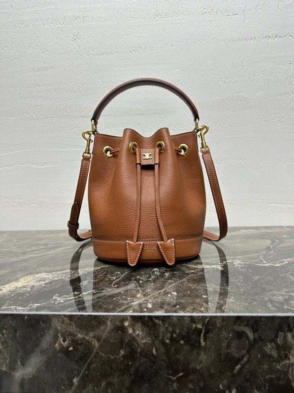 Сумка ведро кожаная 16 см фото 2