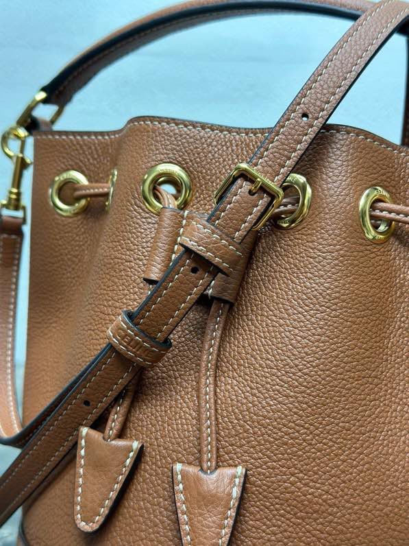 Сумка ведро кожаная 16 см фото 6