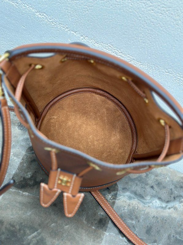Сумка ведро кожаная 16 см фото 8