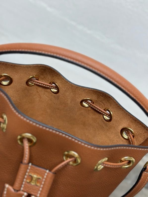 Сумка ведро кожаная 16 см фото 9