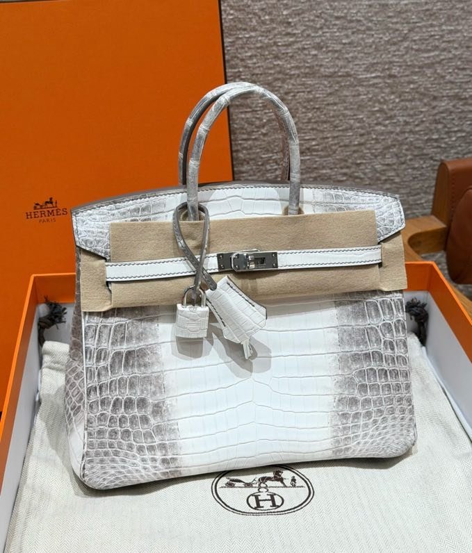 Сумка женская Birkin 25 см в матовой коже нильского крокодила, цвет Гималаи