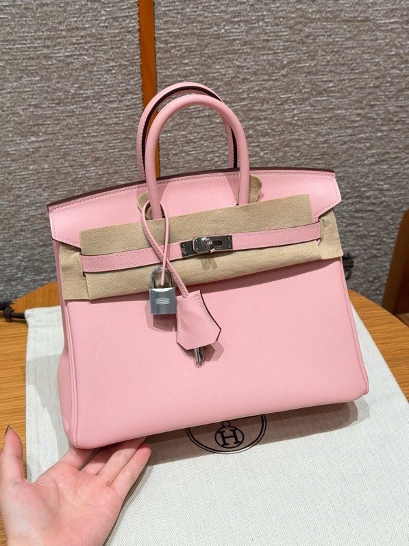 Сумка женская Birkin в коже Swift 25 см, цвет розовая сакура