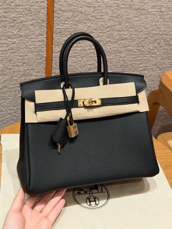 Сумка женская Birkin в коже Togo 25 см, цвет черный