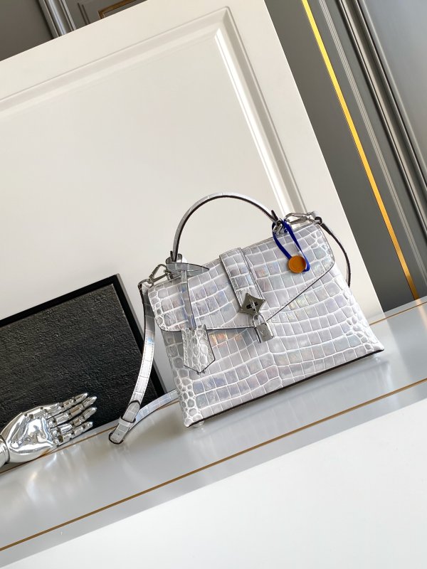 Сумка женская Rose Des Vents 27 см из кожи крокодила в цвете Aurora Silver