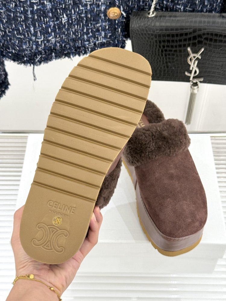 Slippers on platform fur women's фото 9