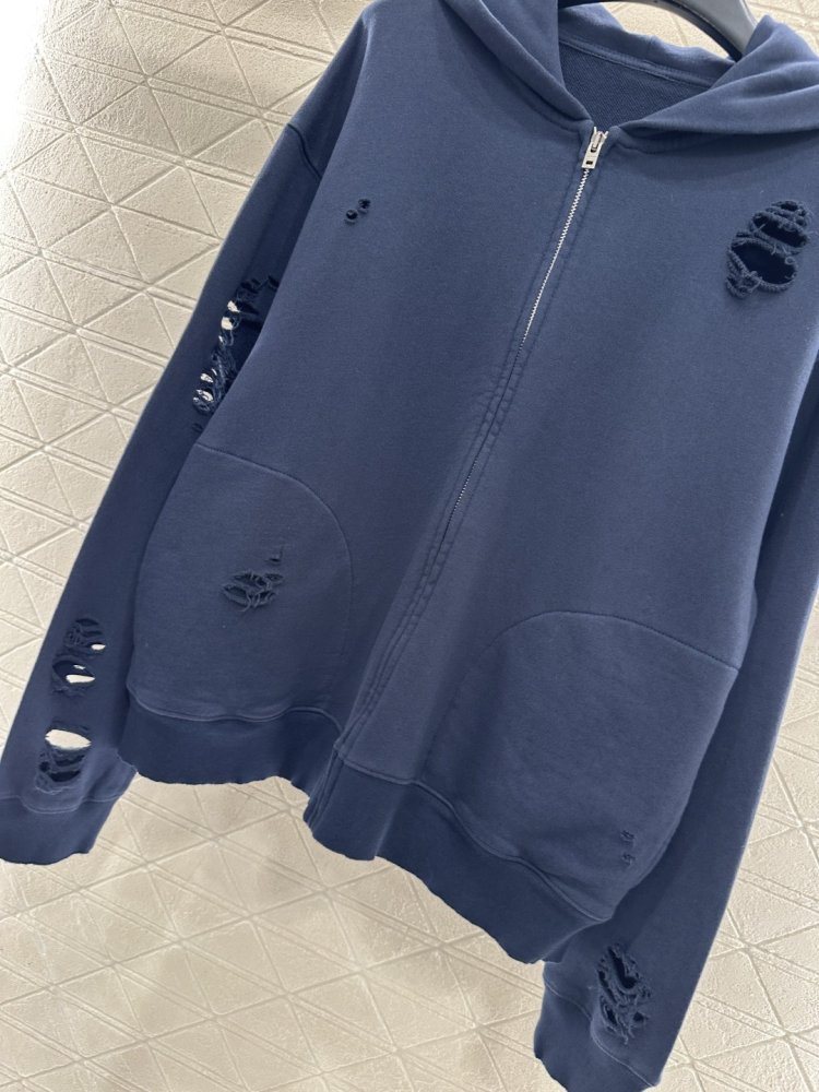 Толстовка з капюшоном і рваними елементами на блискавки фото 5