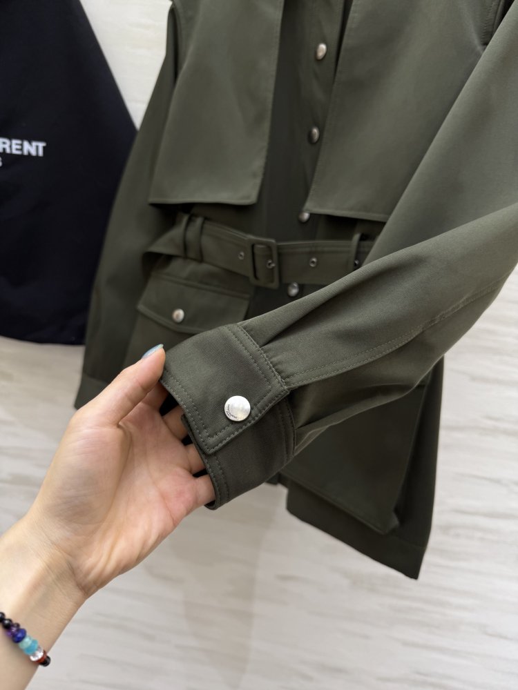 Тренчкот середньої довжини з вилогами і еполетами фото 3