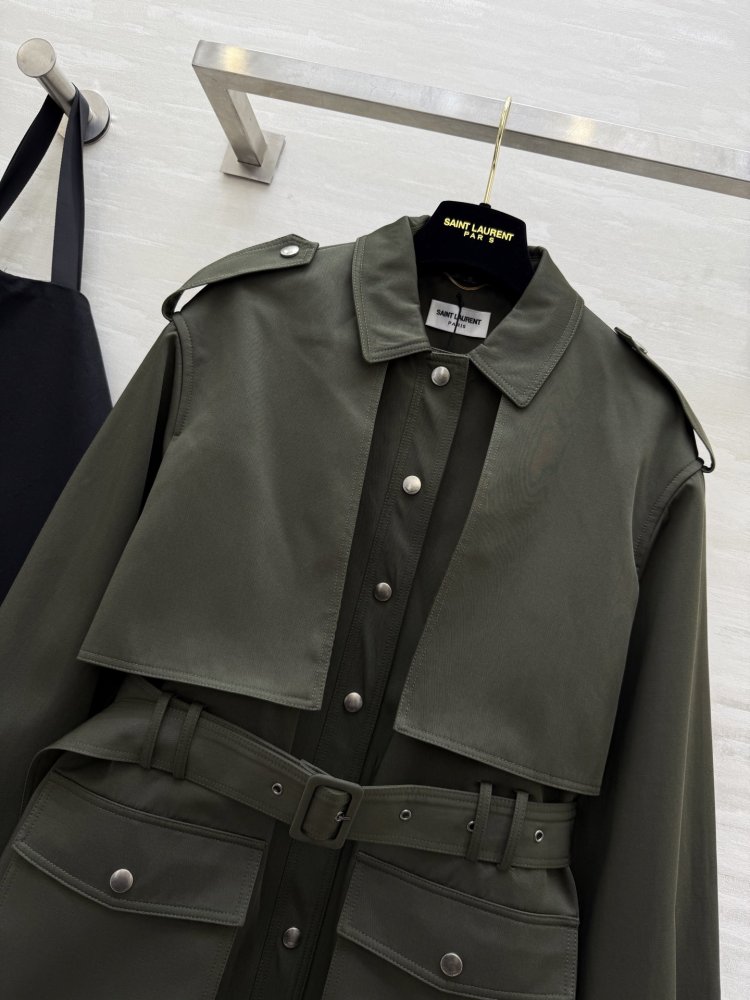 Тренчкот середньої довжини з вилогами і еполетами фото 4