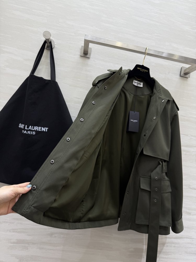 Тренчкот середньої довжини з вилогами і еполетами фото 8