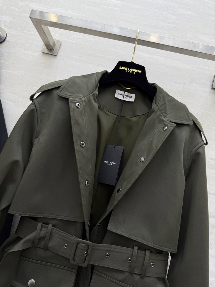 Тренчкот середньої довжини з вилогами і еполетами фото 9