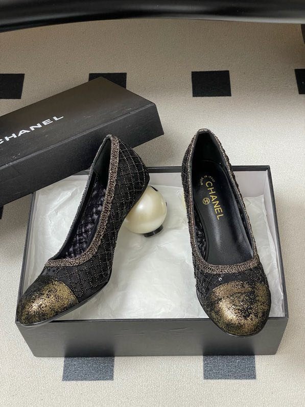 Туфли Chanel 26B на высоком жемчужном каблуке