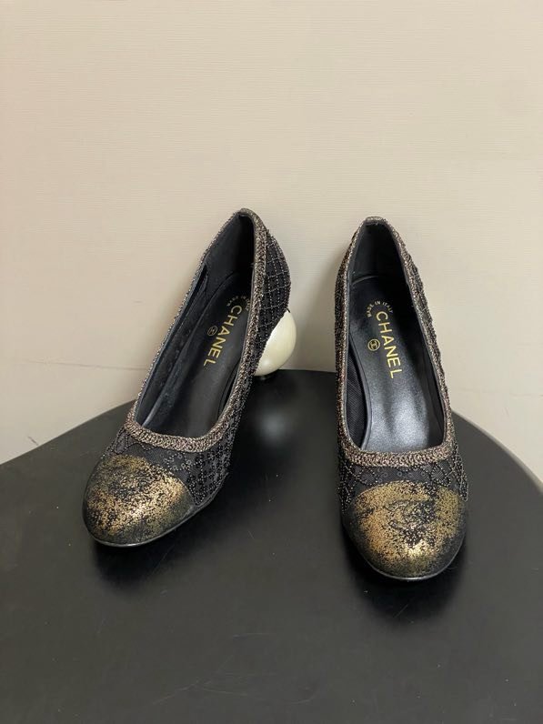 Туфли Chanel 26B на высоком жемчужном каблуке фото 3