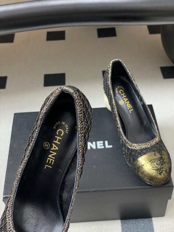 Туфли Chanel 26B на высоком жемчужном каблуке фото 5