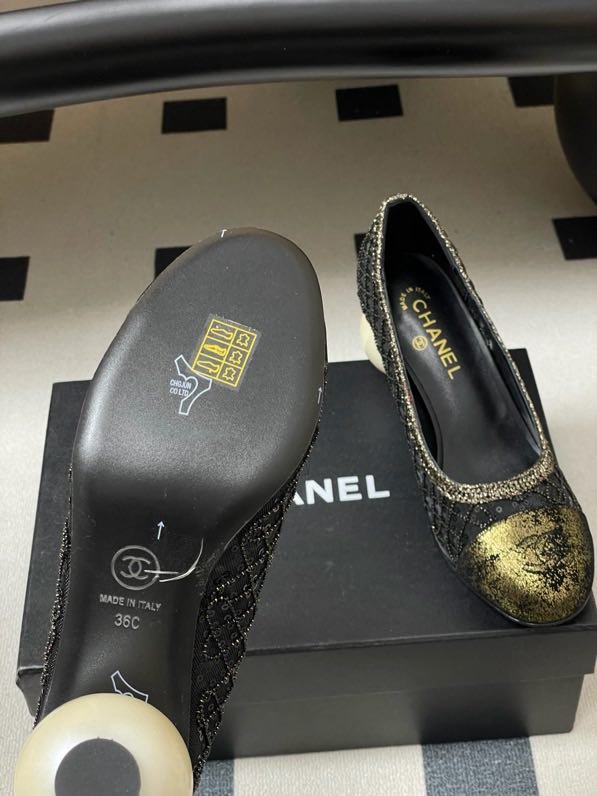 Туфли Chanel 26B на высоком жемчужном каблуке фото 7