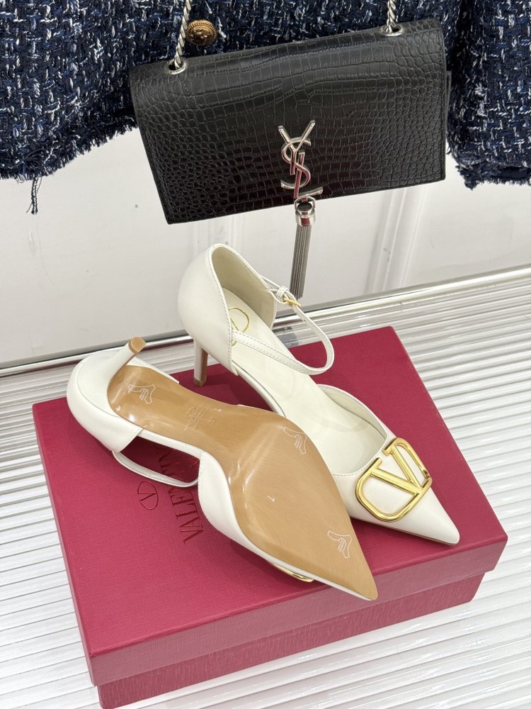 Shoes d'Orsay on stud from close gold logo and strap фото 9