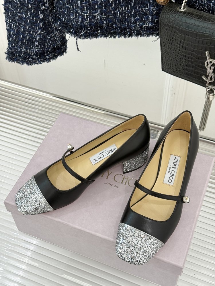 Туфлі Jimmy Choo з товстим каблуком і перламутровим покриттям фото 2