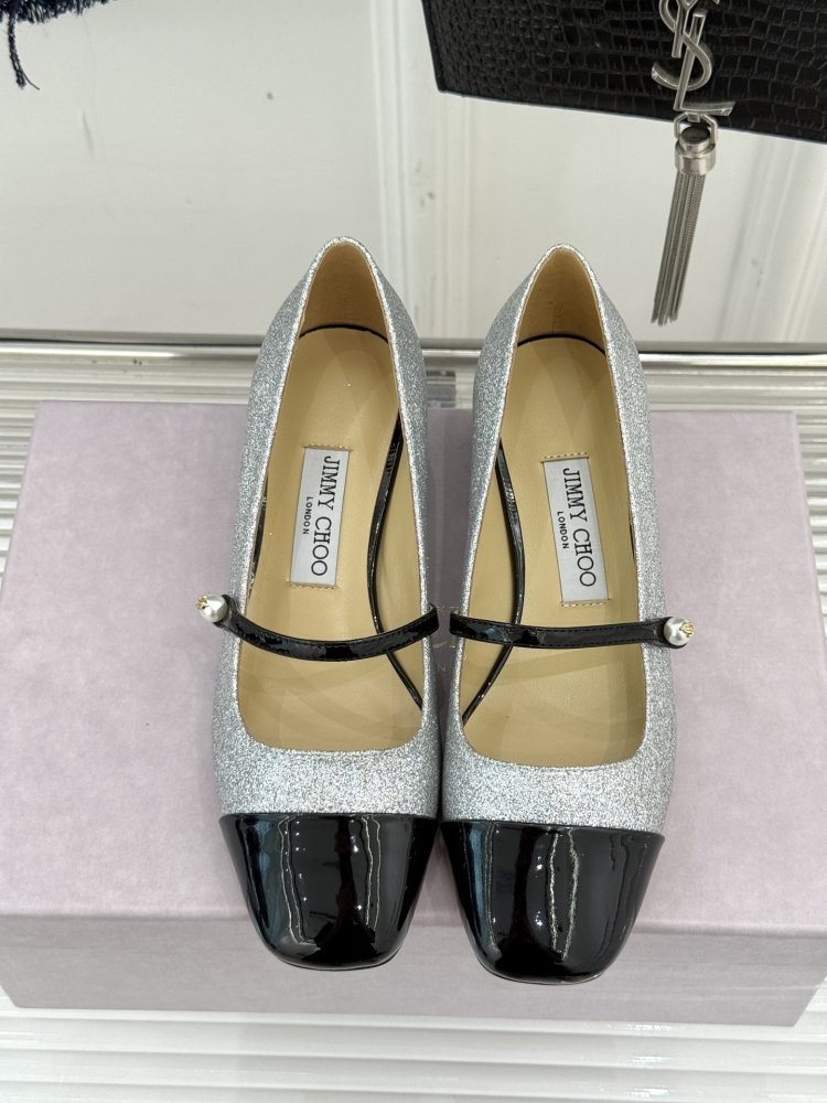 Туфлі Jimmy Choo з товстим каблуком і перламутровим покриттям фото 4
