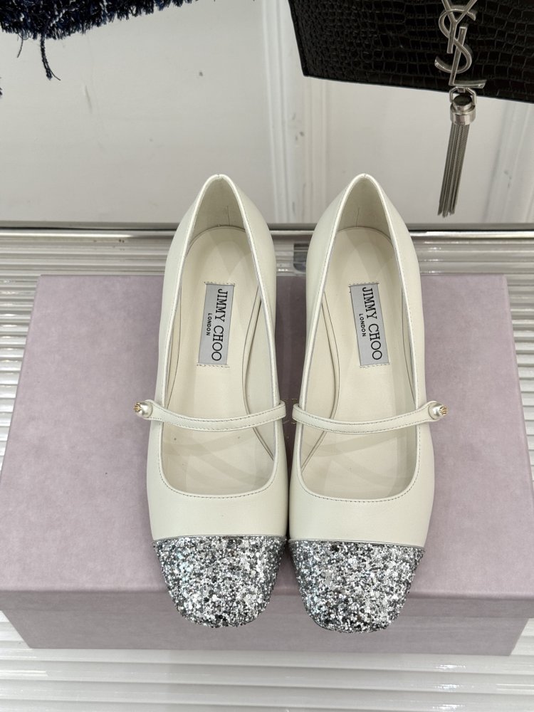 Туфлі Jimmy Choo з товстим каблуком і перламутровим покриттям фото 4