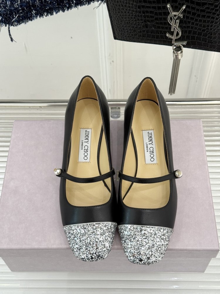 Туфлі Jimmy Choo з товстим каблуком і перламутровим покриттям фото 4