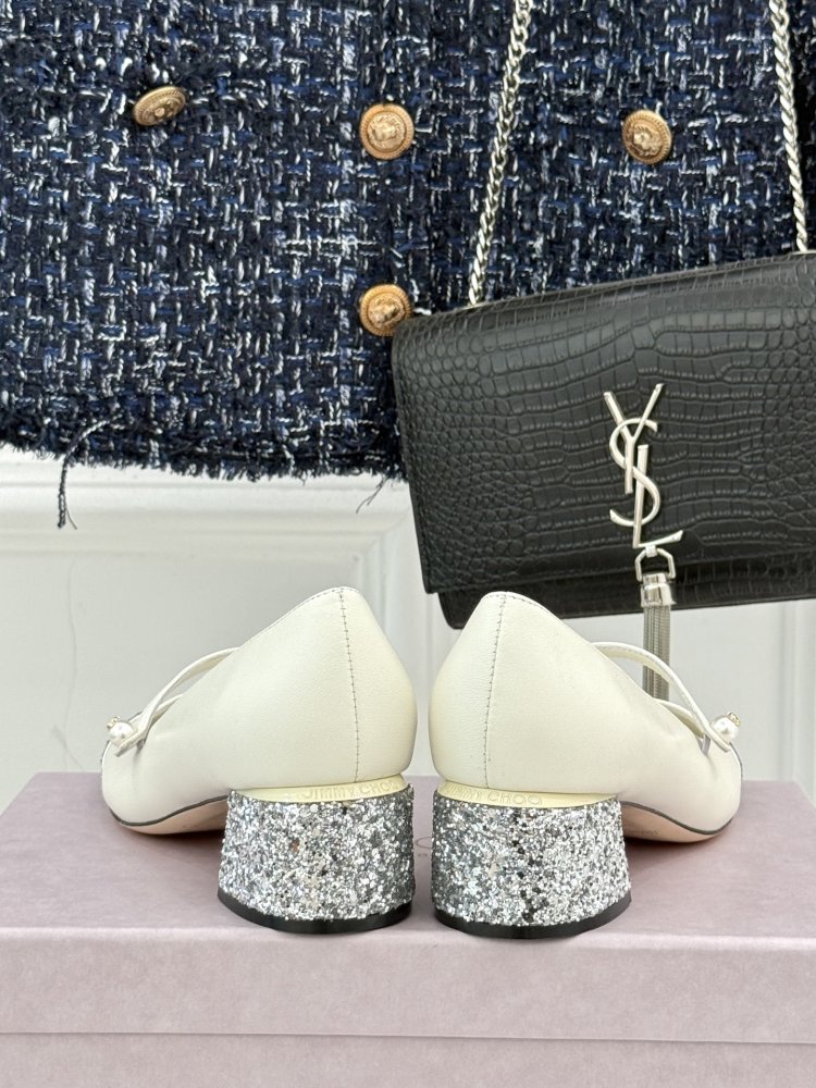 Туфлі Jimmy Choo з товстим каблуком і перламутровим покриттям фото 6