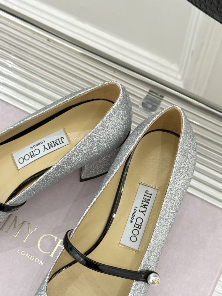 Туфлі Jimmy Choo з товстим каблуком і перламутровим покриттям фото 8