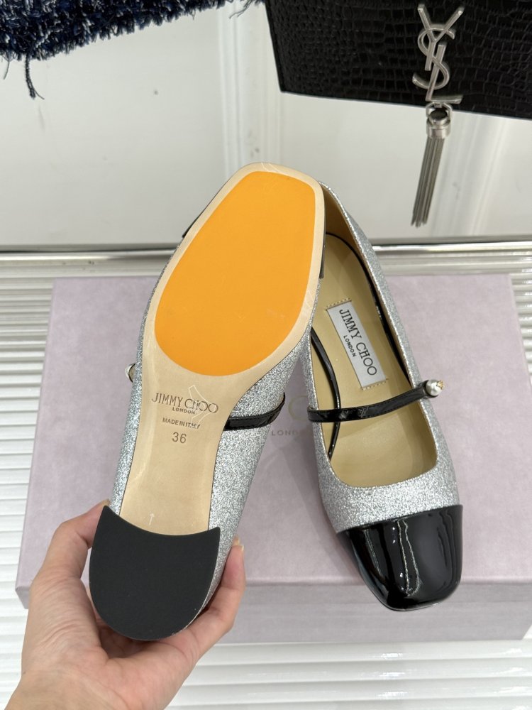 Туфлі Jimmy Choo з товстим каблуком і перламутровим покриттям фото 9