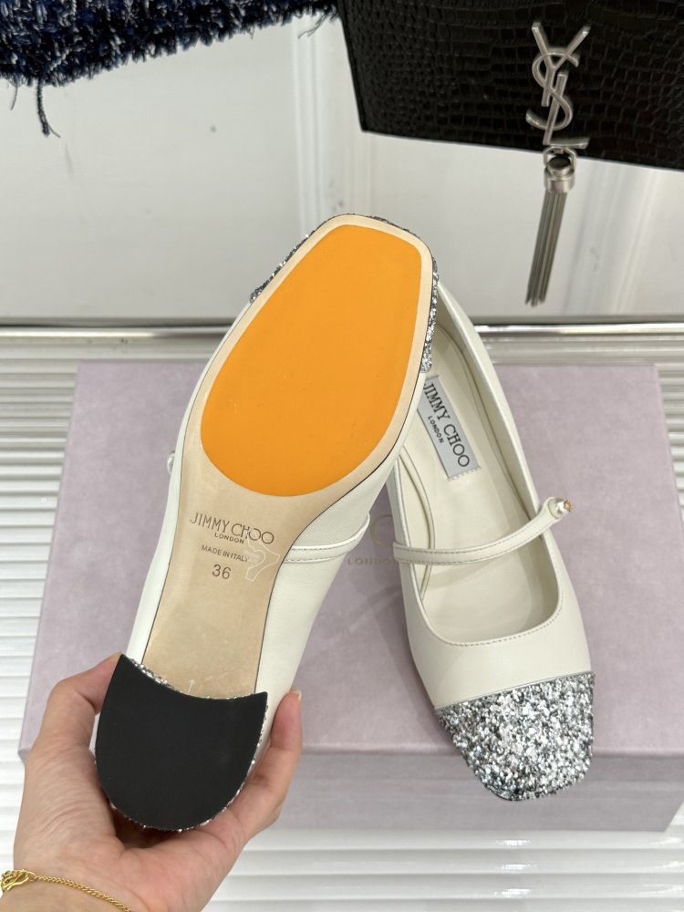 Туфлі Jimmy Choo з товстим каблуком і перламутровим покриттям фото 9