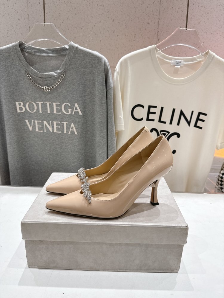 Туфлі на високому підборах зі стразами і ланцюжком фото 3