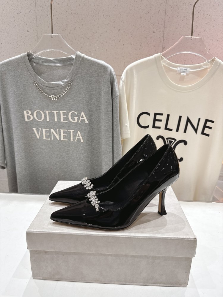 Туфлі на високому підборах зі стразами і ланцюжком фото 3