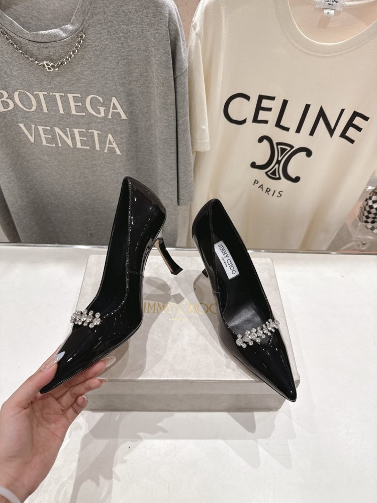 Туфлі на високому підборах зі стразами і ланцюжком фото 4