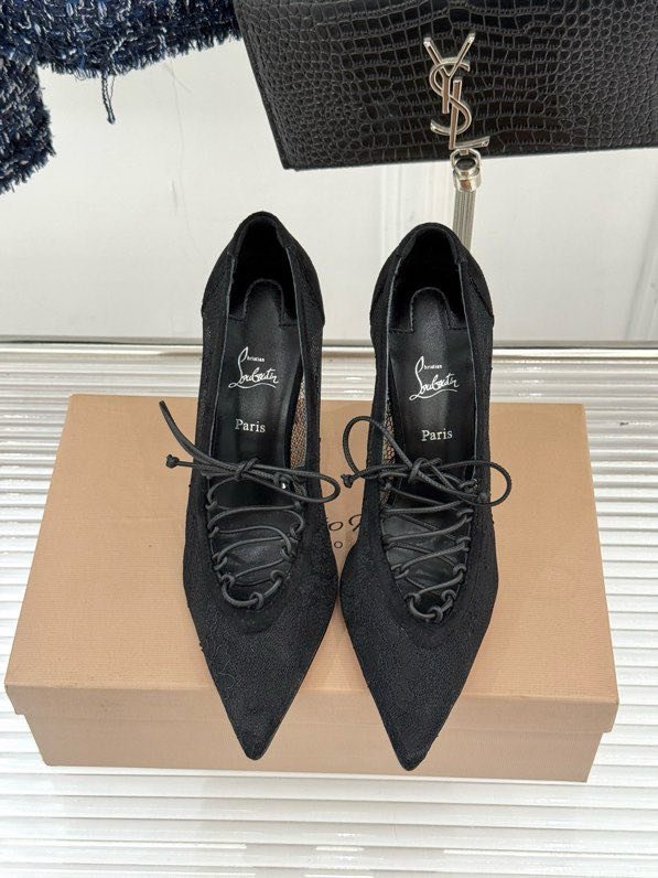 Туфли с кружевом на высоком каблуке фото 4