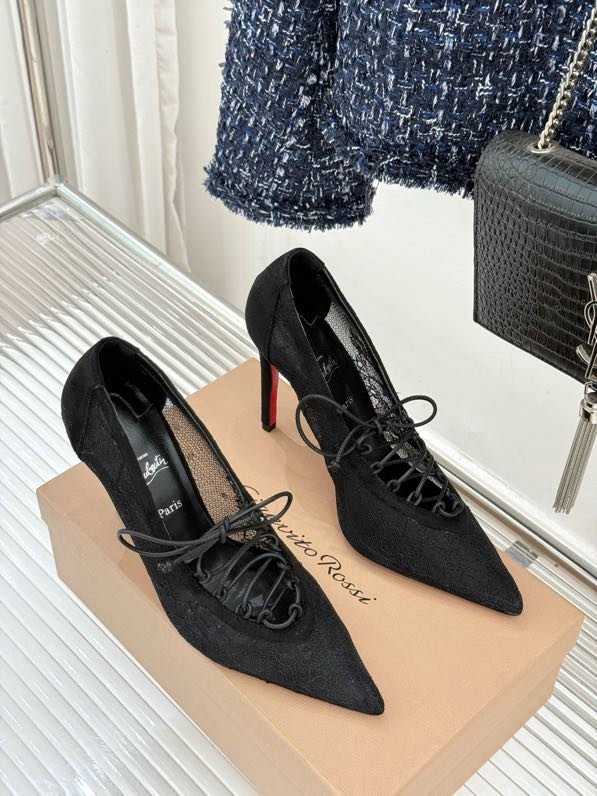 Туфли с кружевом на высоком каблуке фото 6