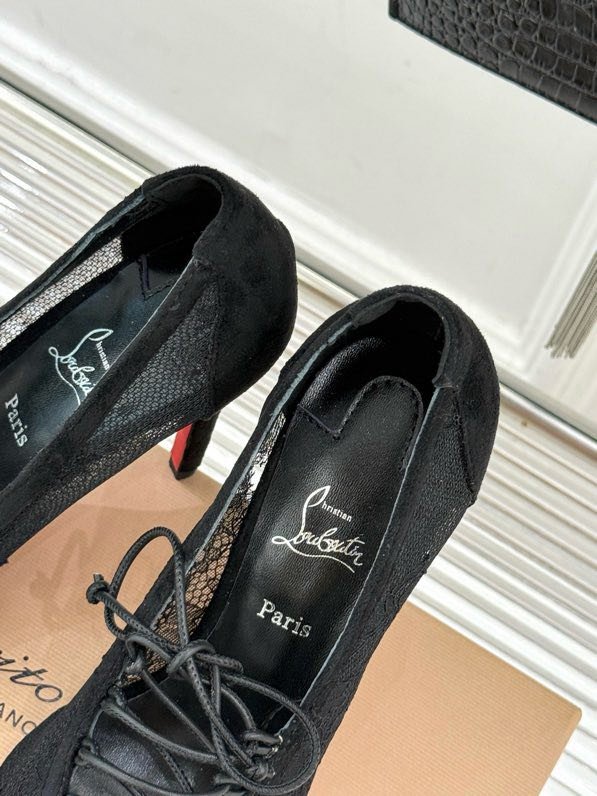 Туфли с кружевом на высоком каблуке фото 7