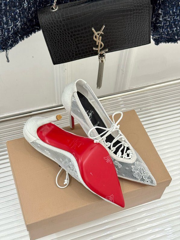 Туфли с кружевом на высоком каблуке фото 8