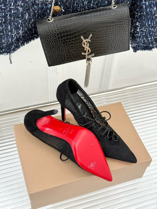 Туфли с кружевом на высоком каблуке фото 9