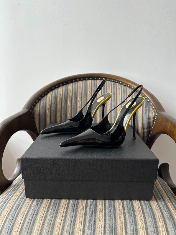 Shoes from sharp the toe on high heel