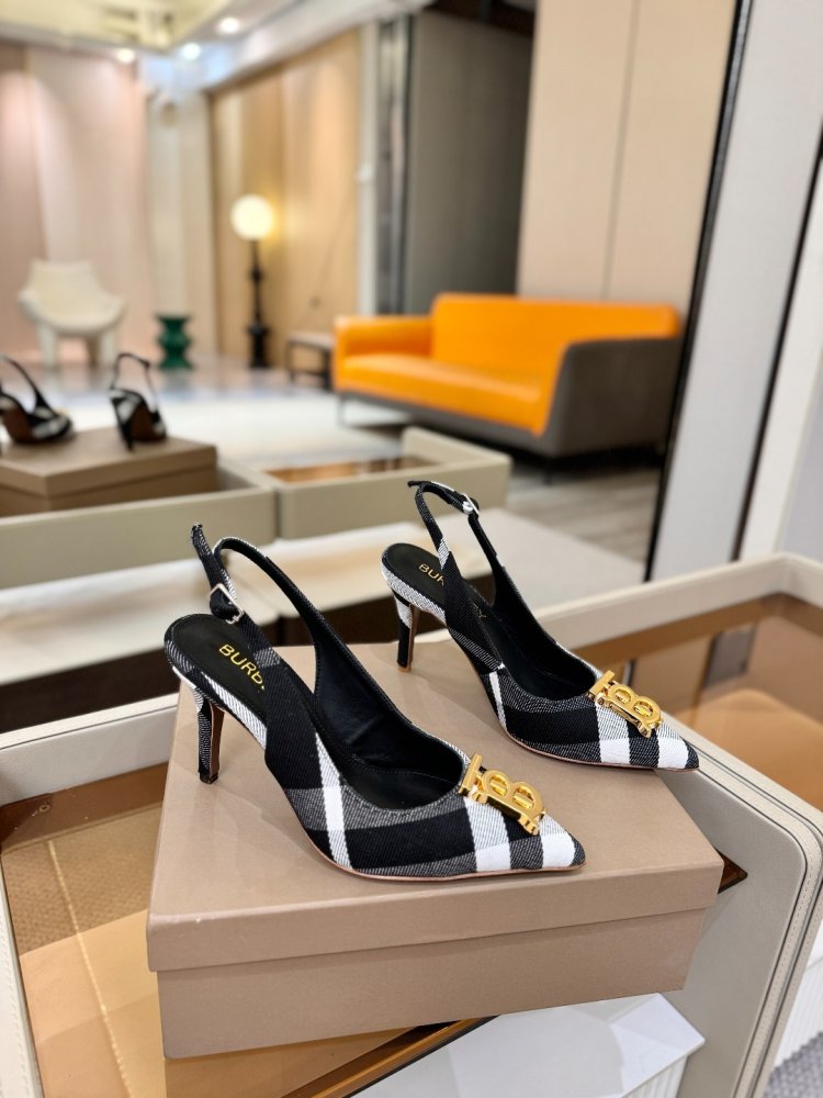 Shoes слингбэк on stud at plaid принте from gold logo фото 3