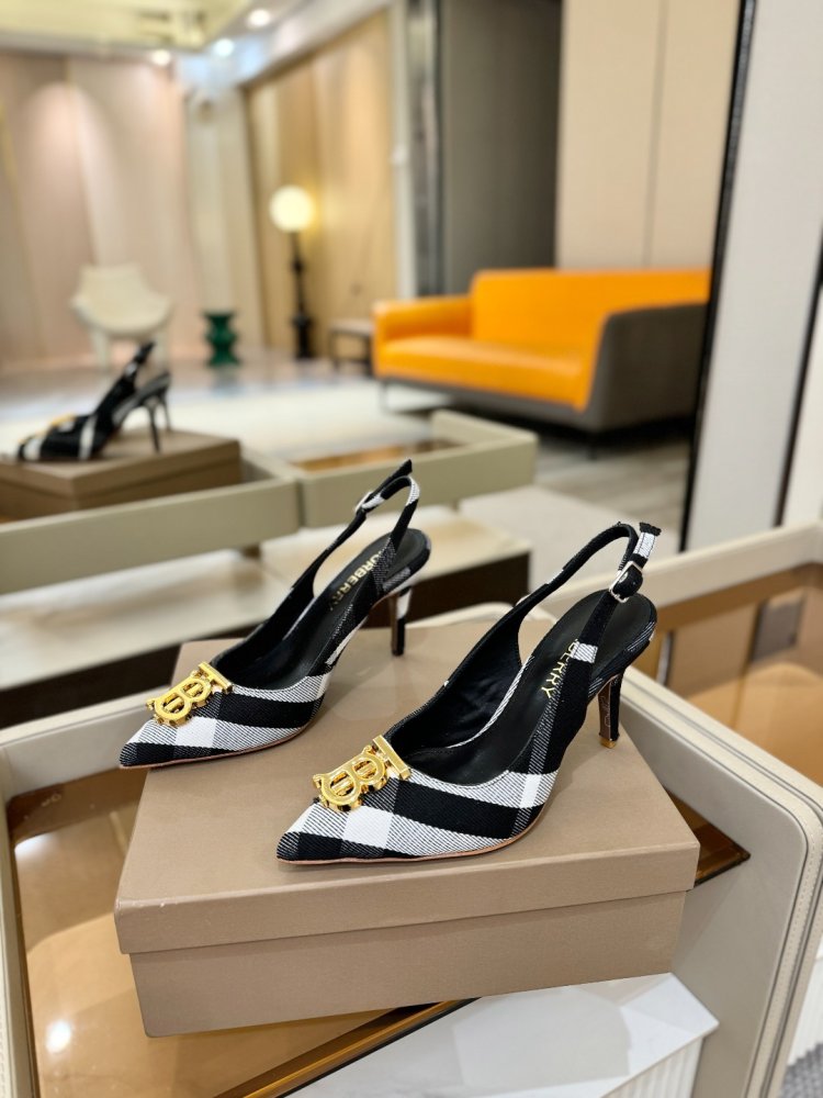 Shoes слингбэк on stud at plaid принте from gold logo фото 4