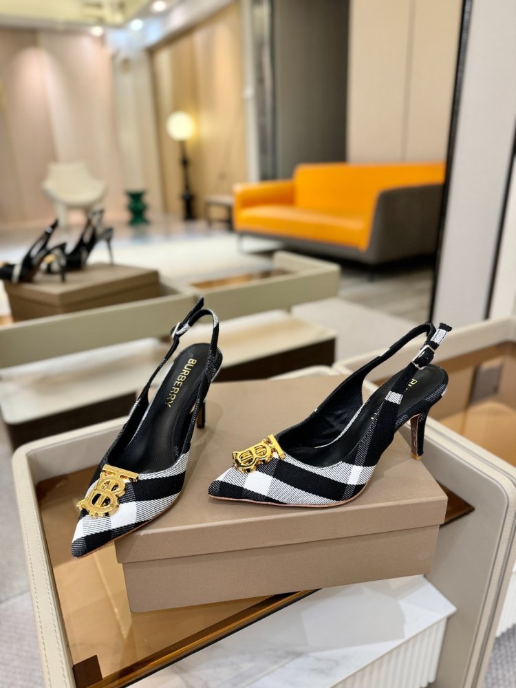 Shoes слингбэк on stud at plaid принте from gold logo фото 6