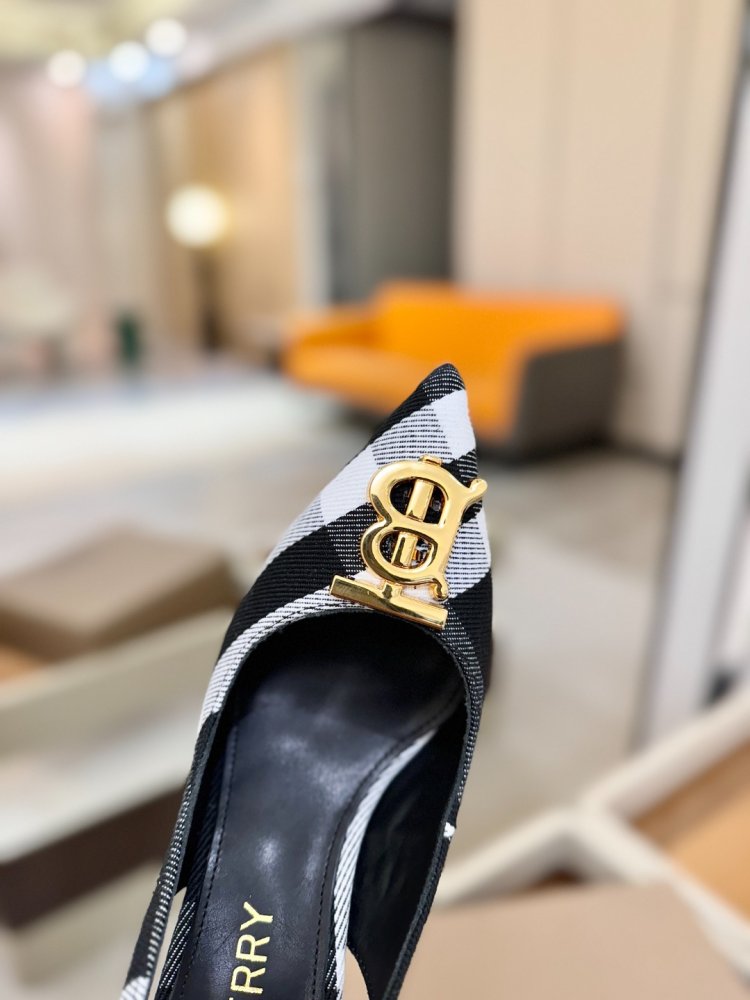 Shoes слингбэк on stud at plaid принте from gold logo фото 9